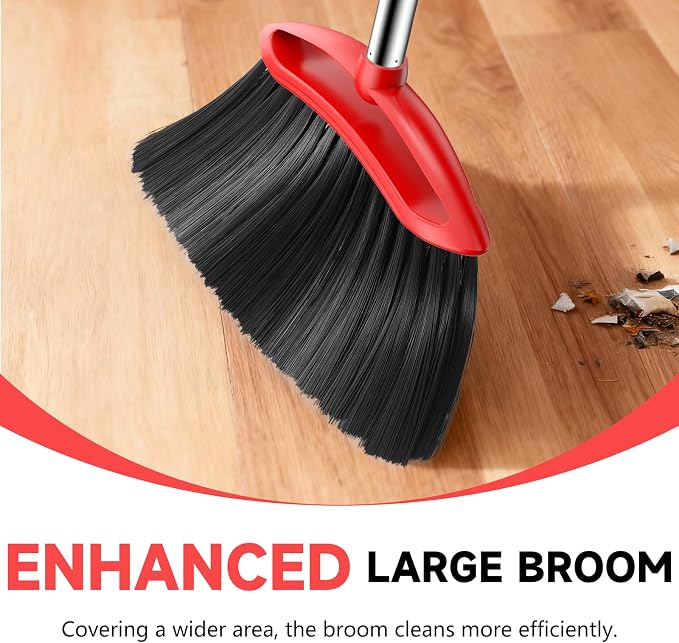 Heavy Duty Broom, 54-inch Adjustable Long Handle Angle Brooms Large Brooms - Image 6
