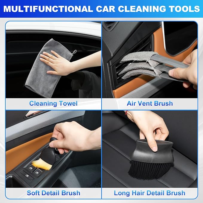 THINKWORK Windshield Cleaner Tool, Car Interior Cleaning Kit, Car Detailing Kit - Image 7