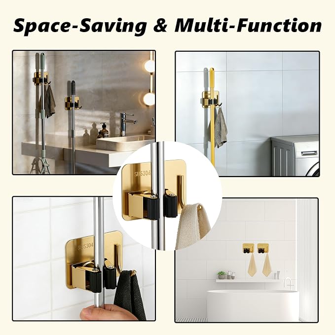 Mop and Broom Organizer Wall Hanging No Drill, Metal Utility Tool Hangers Wall - Image 7