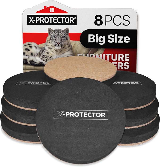 Felt Furniture Sliders Hardwood Floors X-PROTECTOR – 8 PCS 4 3/4 inch Furniture by X-Protector