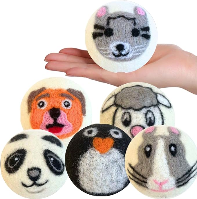 Wool Dryer Balls Organic Premium | Handcrafted Animal Collection A | 6 Balls XL by gardma