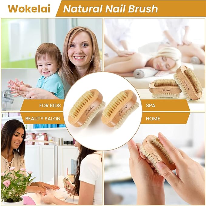 Nail Brush for Cleaning Fingernails, 2 Pieces Wooden Fingernail Toenail Scrub - Image 5