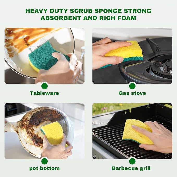 9 Pack Heavy Duty Scrub Sponge, Tough Cleaning Tool - Image 5