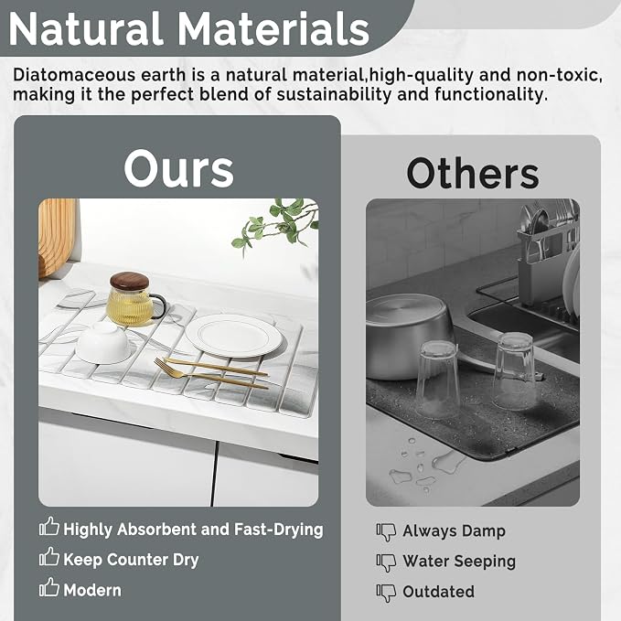 2 PCS Large Stone Dish Drying Mat - Image 7