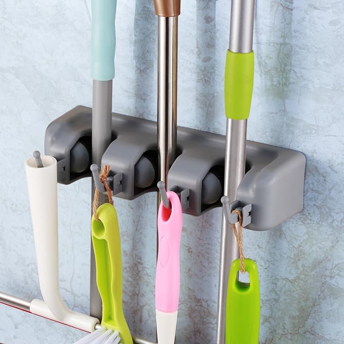 TOGU Mop and Broom Holder Wall Mounted 3 Position Storage Rack by TOGU