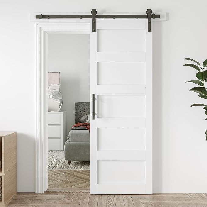 30x84 Sliding Barn Door with 5ft Hardware Kit, Fit 26-28in Wide Opening by COSHOMER