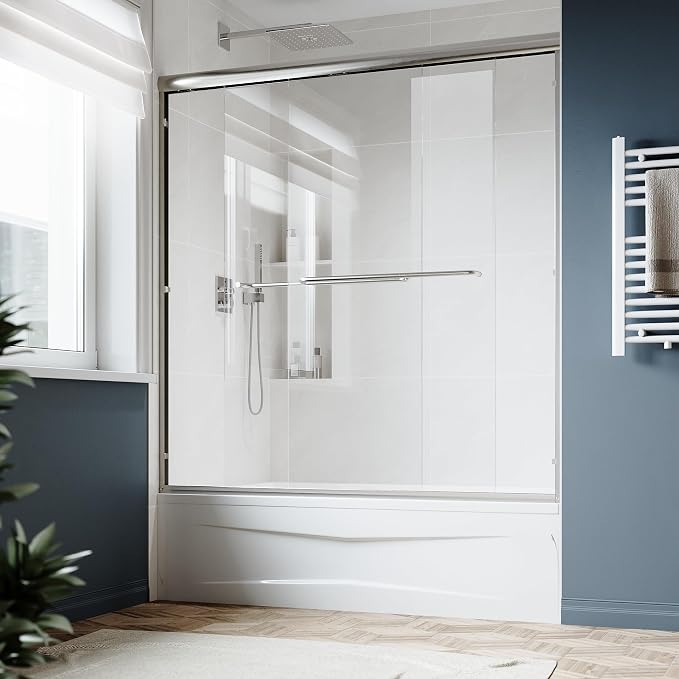 SUNNY SHOWER Double Sliding Glass Door 60" W x 62" H Shower Door 1/4" Tempered - Image 8