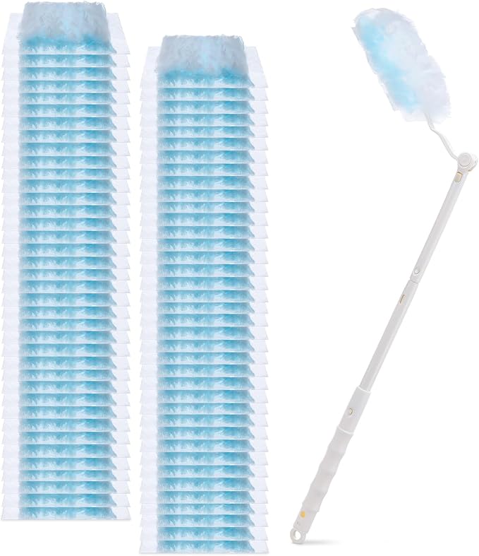 60 Count Duster Refills, Disposable Cleaning Duster Kit Heavy Duty Microfibre by Dimeho