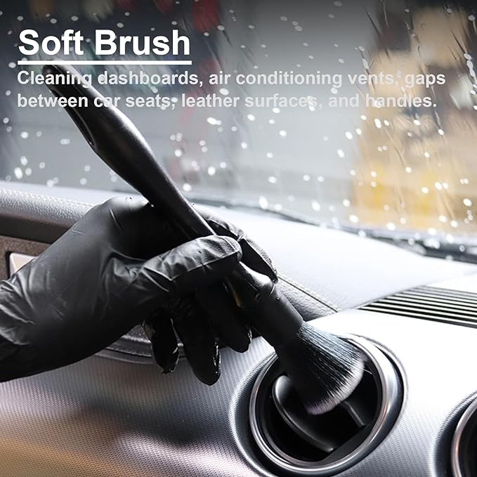 4 PCS Car Detailing Brush Set for Cleaning Interior or Exterior, Boars Bristle - Image 4