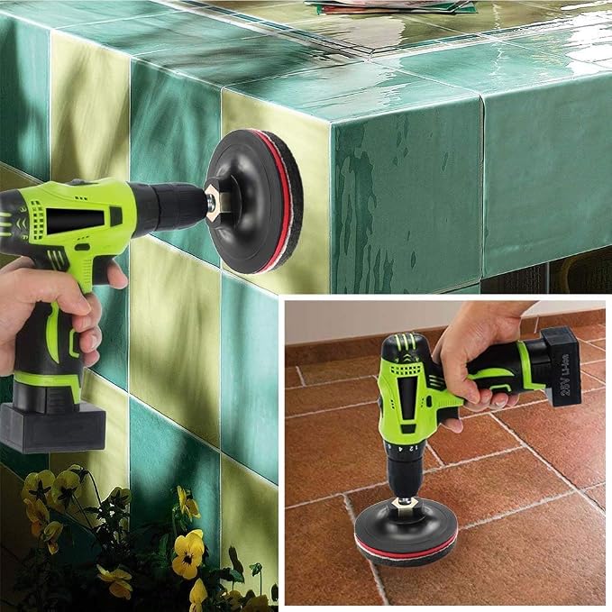 DUOSHIDA 4 Inch Drill Powered Brush Tile Scrubber Scouring Pads Cleaning Kit - Image 7