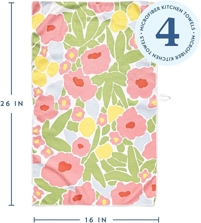 ELYN Microfiber Kitchen Dish Towel Set, Quick-Dry & Absorbent Waffle Weave - Image 2