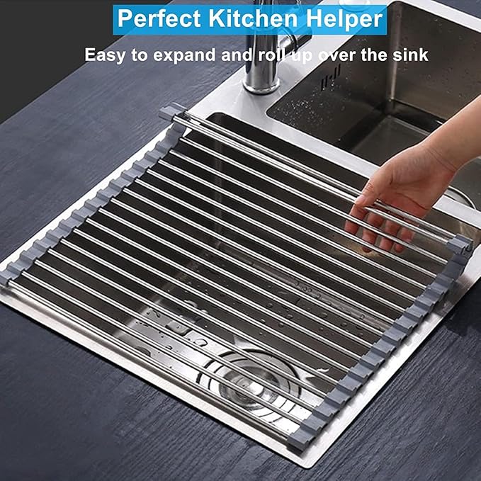 Seropy Extra Large 20.5"x13.7" Roll Up Dish Drying Rack Over The Sink Dish - Image 5