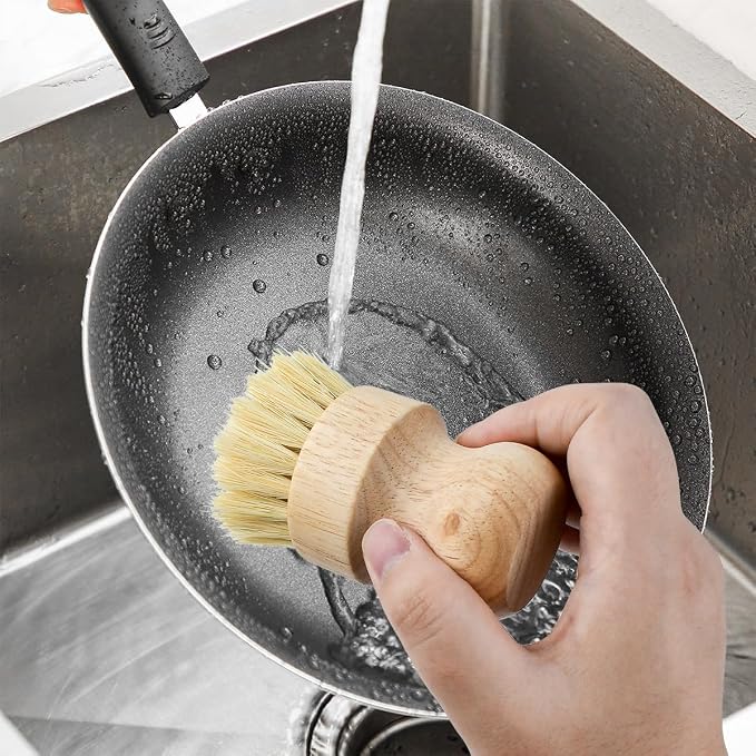 2 Pcs Dish Brush, Wood Dishes Scrub Brush, Pot Brush - Image 4