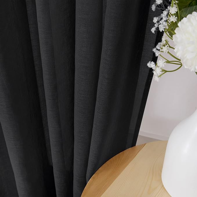 Tollpiz Short Sheer Tier Curtains Linen Textured Half Kitchen Curtain Sheers - Image 3
