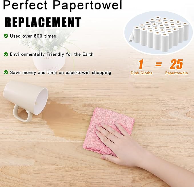 Homaxy 12 Pack Kitchen Dish Cloths, Super Soft and Absorbent Coral Velvet Dish - Image 8