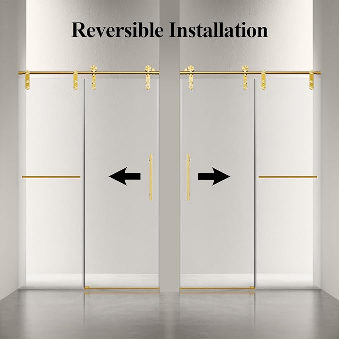 46-48" W x 76" H Frameless Sliding Shower Door, Safety Bathroom Single Sliding - Image 9