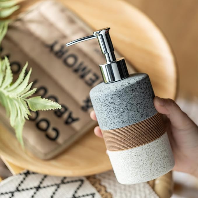 Ceramic Soap Dispenser Set for Hand Soap, Dish Soap, Conditioner, Bathroom & - Image 7