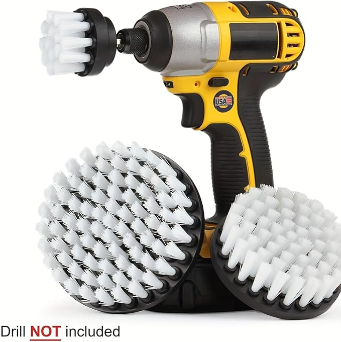 New Quick Change Shaft 3 Pack Soft White Drill Brush Carpet, Upholstery - Image 3