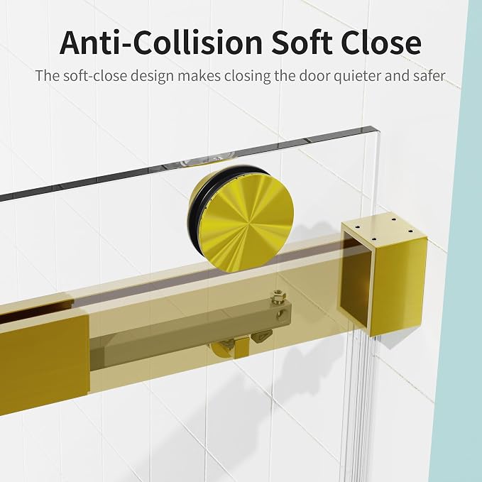 56-60" W x 76" H Frameless Soft-Close Sliding Shower Door, 3/8" SGCC Tempered - Image 6