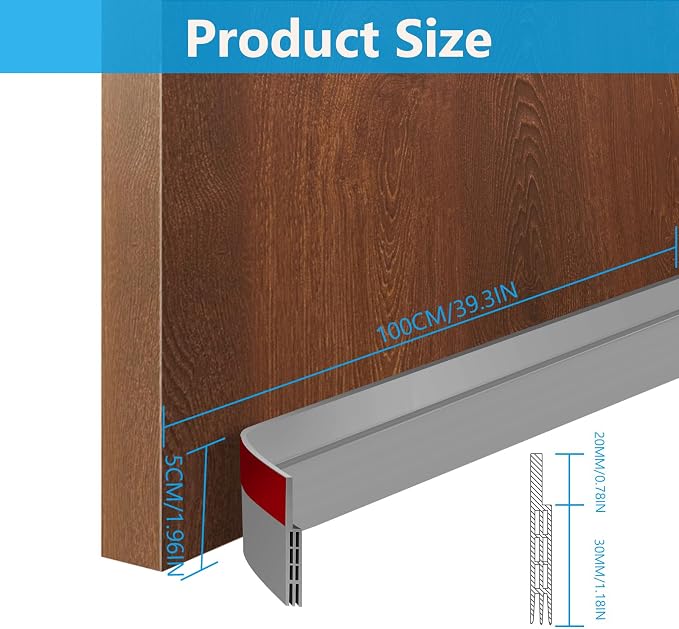 Ainiv 2 Pack Door Draft Stopper Under Door Seal, Adhesive Under Door Sweep - Image 2