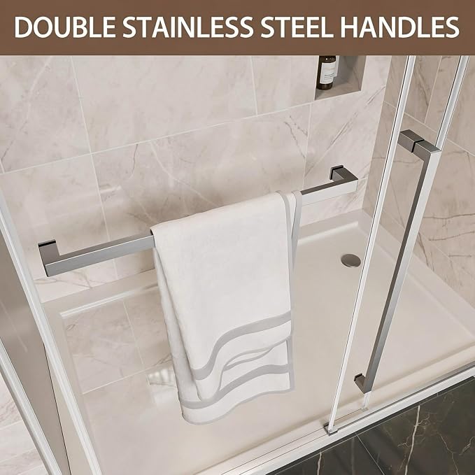 56-60" W x 75" H Frameless Shower Door, Sliding Shower Glass Door - Image 8