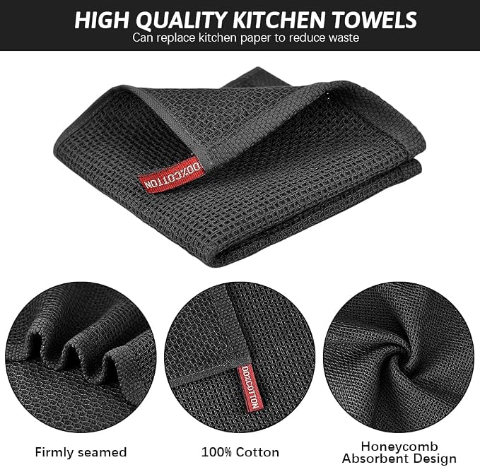 Nialnant 6 Pack Kitchen Towels, 100% Cotton Dish Cloth - Image 3