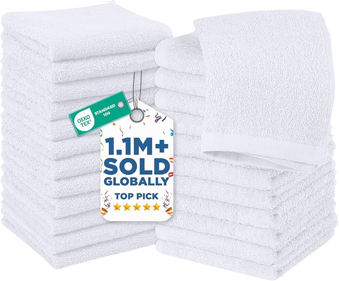DAN RIVER 24 Pack Wash Cloths for Showering by DanRiver