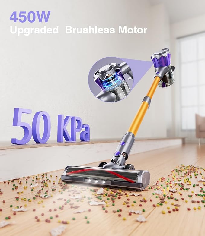 Cordless Vacuum Cleaner, 450W 50Kpa Powerful Stick Vacuum, Vacuum Cleaners - Image 2