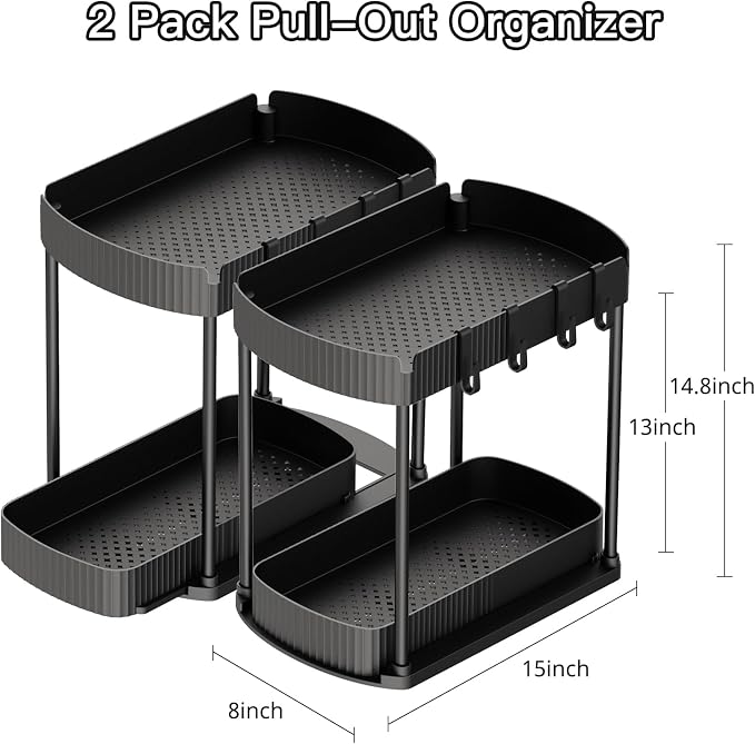 2 Pack Multi-Purpose Pull-Out Storage Organizers, Under Sink Organizers and - Image 2