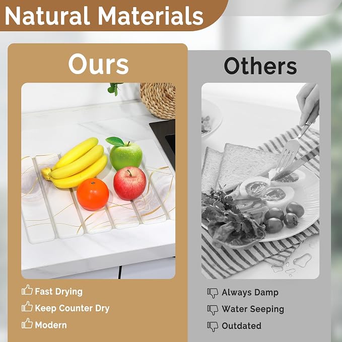 Large Stone Dish Drying Mat for Kitchen Counter, Foldable Water Absorbing - Image 7