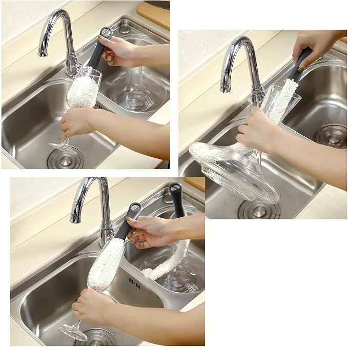 Boao 3 Pcs Decanter Cleaning Brush Wine Glass Decanter Flexible Bottle Brush Set - Image 6