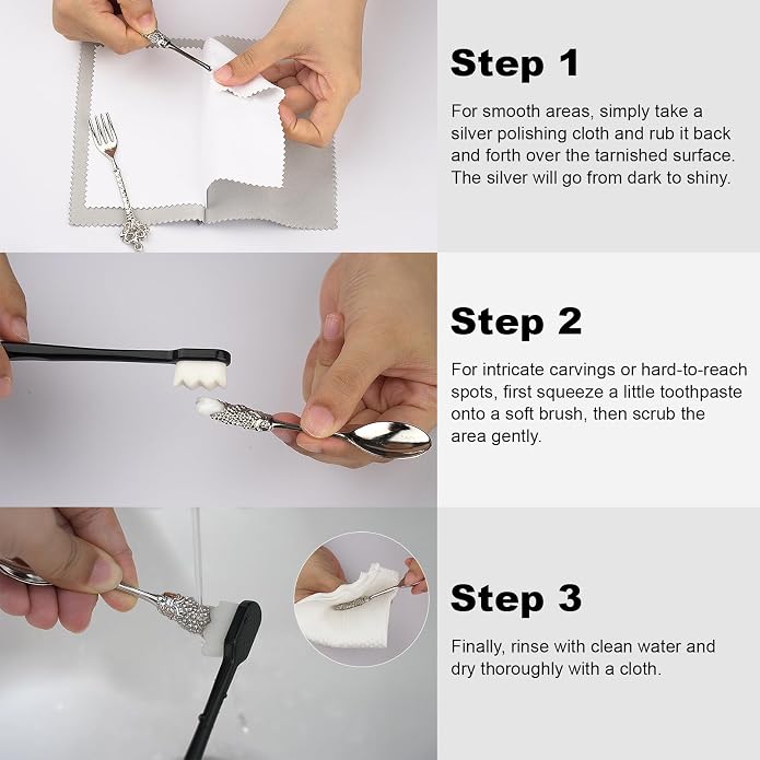 Silver Cleaning Kit with Ultra-Soft Brushes & Polish Cloths – Tarnish Removal - Image 4