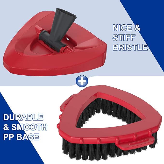 Scrub Brush with Mop Base for 2-Tank Spin Mop Systems, Triangle Floor Scrubber - Image 3