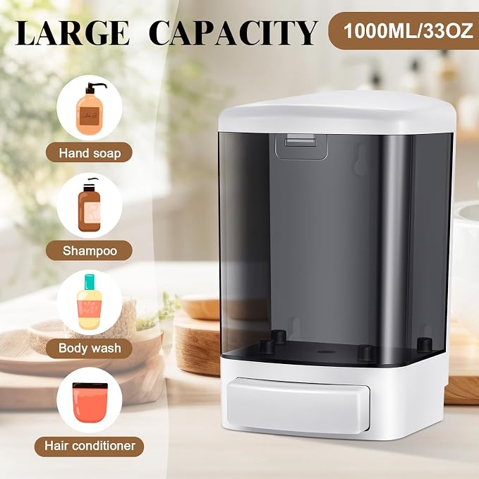 Hushee 4 Pcs Plastic Wall Mounted Soap Dispenser Commercial Manual Soap - Image 4