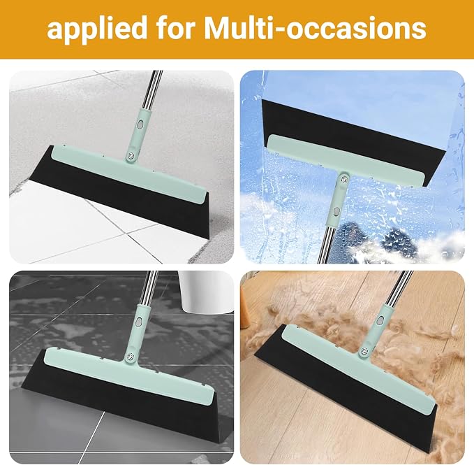 Broom and Dustpan Set, Squeegee Broom, Long Handle Broom and Dustpan Set - Image 6