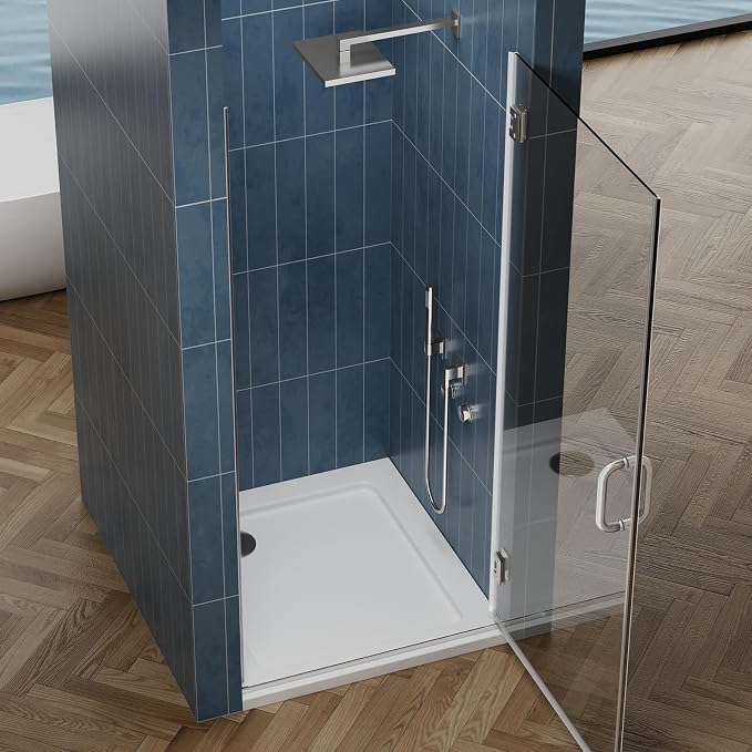 Framelss Hinged Shower Door, 3/8" Tempered Glass - Image 4