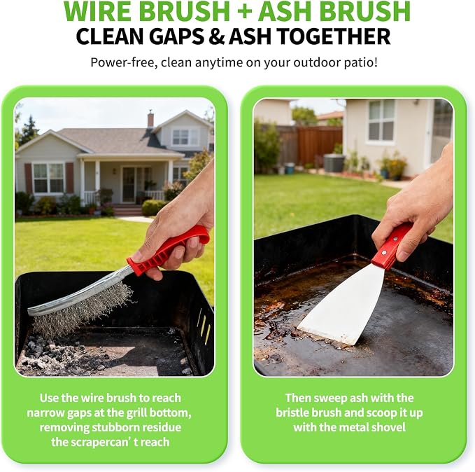 Grill Ash Cleaning Pellet 4-Piece Kit（Metal Material Durability） Includes Wire - Image 5