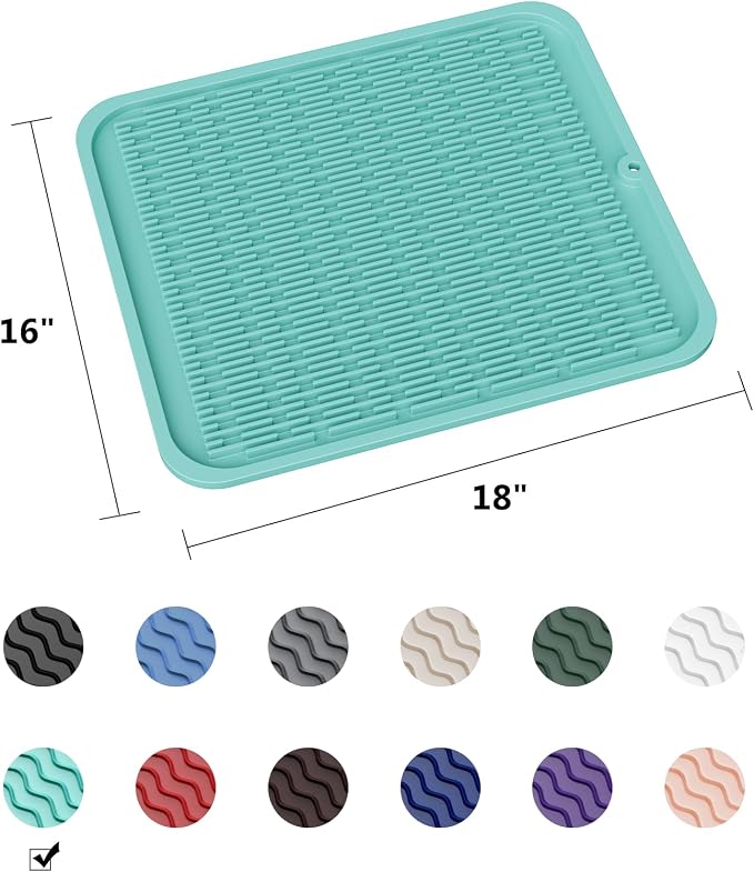 ZLR Silicone Dish Drying Mat for Kitchen Counter, Eco-Friendly Fast Dry Dish Mat - Image 6