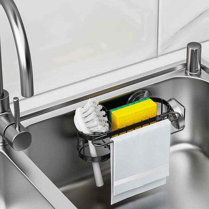 Cisily Kitchen Sink Caddy Sponge Holder in The Sink, Stainless Steel Kitchen - Image 6