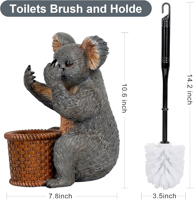 Toilet Brush Holder Set For Bathroom Super Cute Koala Base Solidly Toilet Bowl - Image 6