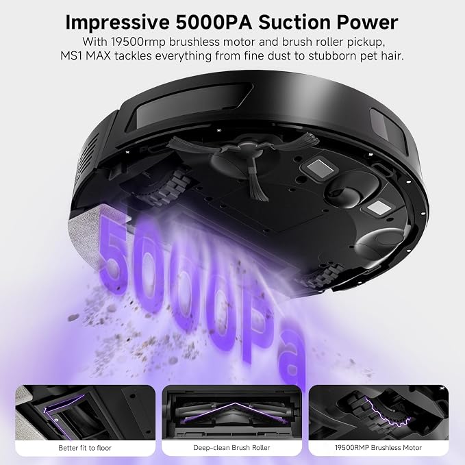 MONSGA Robot Vacuum and Mop Combo, 5000Pa Robotic Vacuum - Image 2