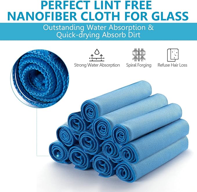 12 Pcs Microfiber Glass and Window Cleaning Cloths, Quickly Clean Windows - Image 4