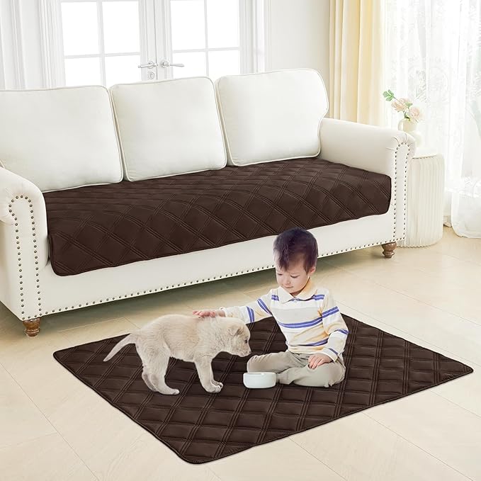Smiry Waterproof Dog Bed Cover Blanket 30x70, Soft Reversible Pet Blanket, Washable Leakproof Cats Dogs Couch Cover for Sofa, Couch, Furniture, Lattice, Chocolate/Dark Grey
