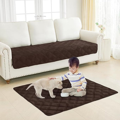 Smiry Waterproof Dog Bed Cover Blanket 30x70, Soft Reversible Pet Blanket, Washable Leakproof Cats Dogs Couch Cover for Sofa, Couch, Furniture, Lattice, Chocolate/Dark Grey