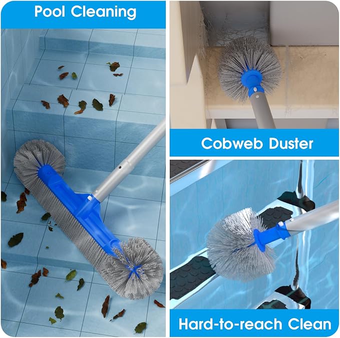 Pool Brush Set - 20’’ 2-in-1 Detachable Round Brush - Image 4