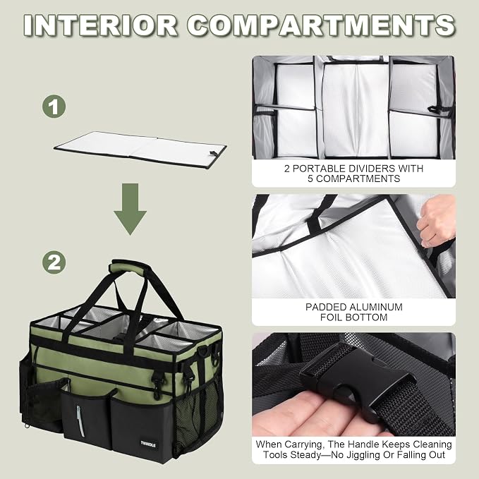 Large Cleaning Caddy Bag with Built-In Support Board, Cleaning Tote Organizer - Image 5