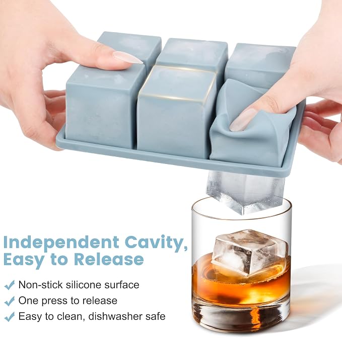 Large Silicone Ice Cube Tray 3Pack, SAWNZC Big Square Ice Cube Molds - Image 2