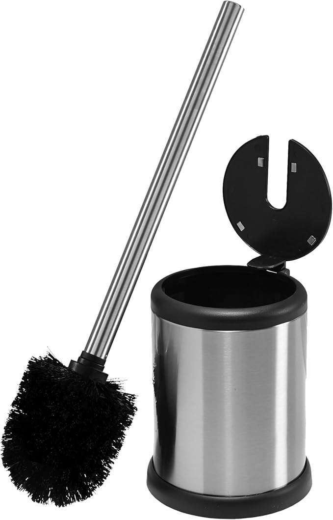 Bath Bliss Toilet Brush and Holder | Self Closing Lid | 360 Degree Brush Head | by BathBliss