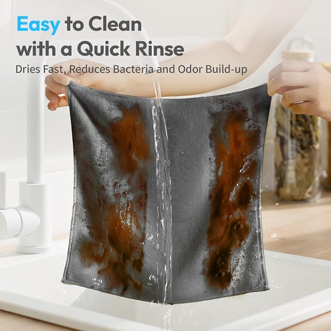 Microfiber Cleaning Cloth 12"X12" 12 Pack Grey Lint Free Microfiber Towels - Image 5