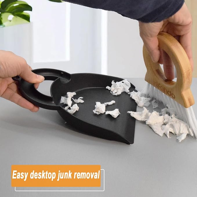 Mini Broom and Dustpan for Housekeeping-Bamboo Handle Small Broom and Dustpan - Image 3